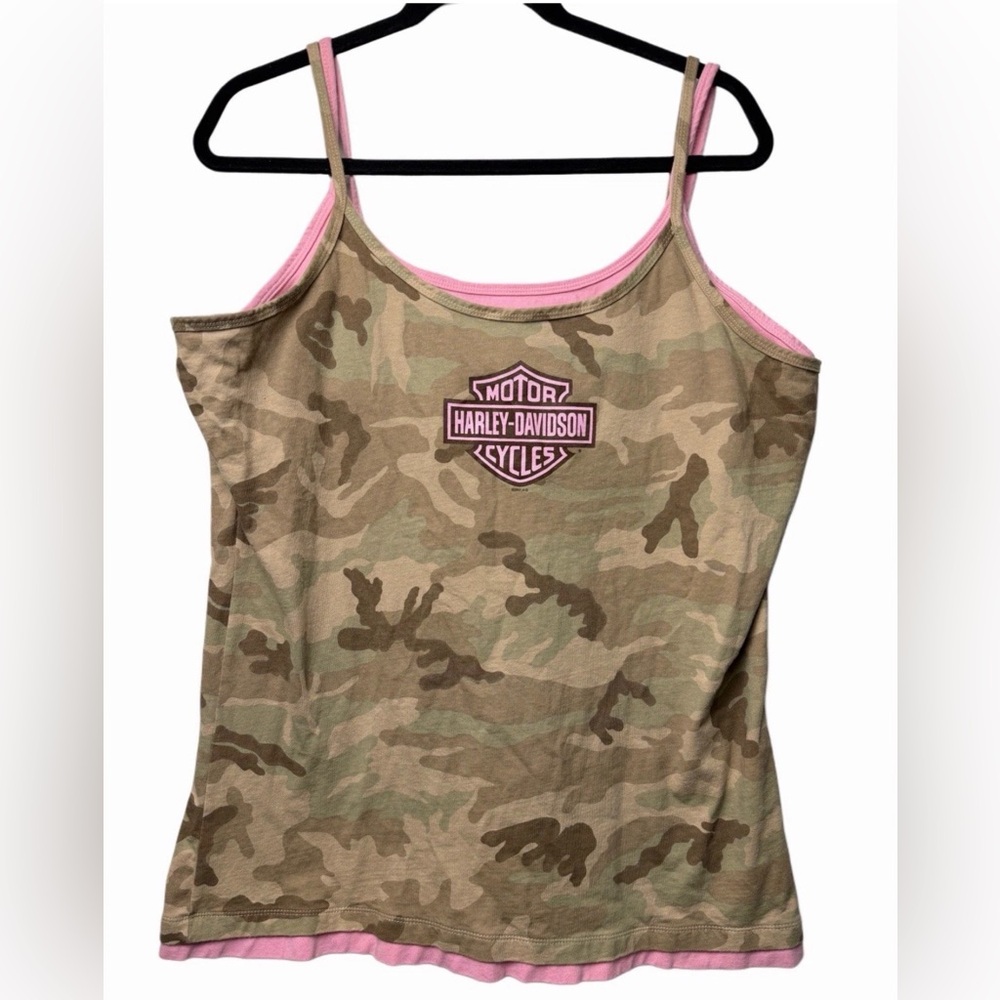 Harley- Davidson Women’s Camo Pink Tank 2007 Four Corners NM Bar & Shield Y2K